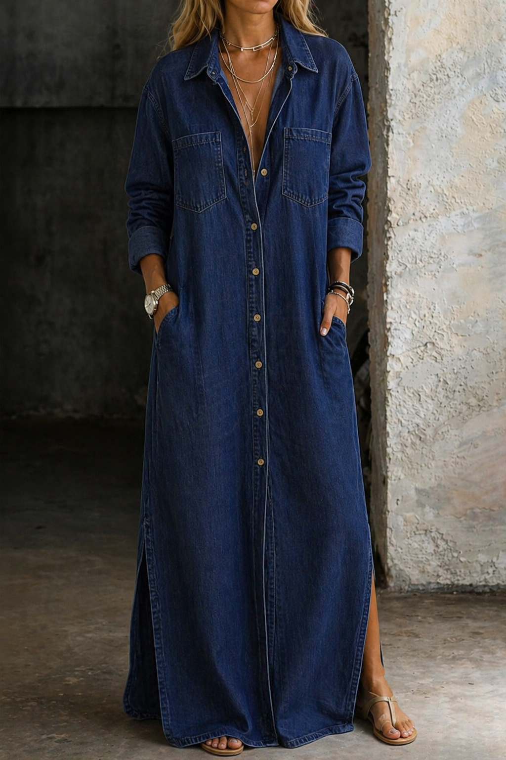 Delana | Denim Button Dress