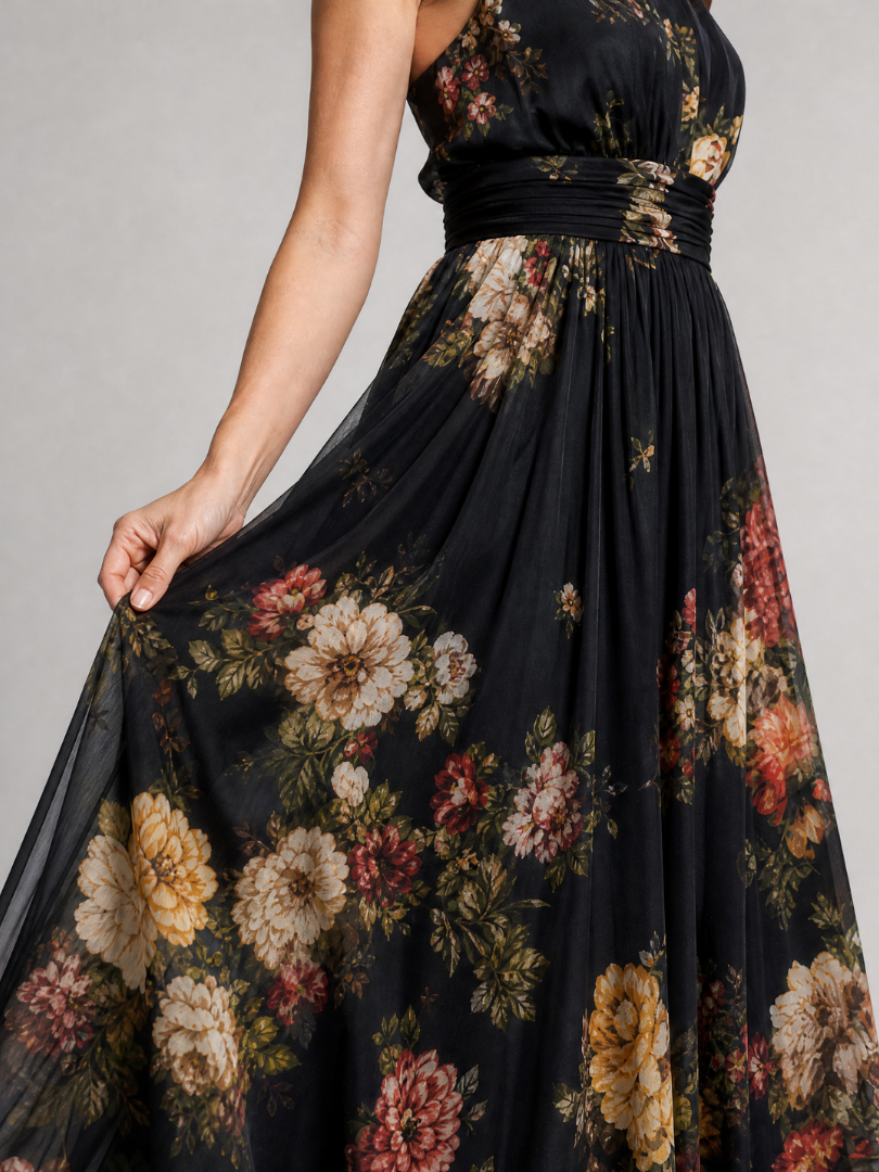 Sior | Floral Print Halter Neck Midi Dress