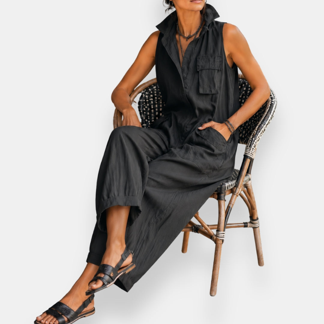 Olivia | Sleeveless Linen Jumpsuit