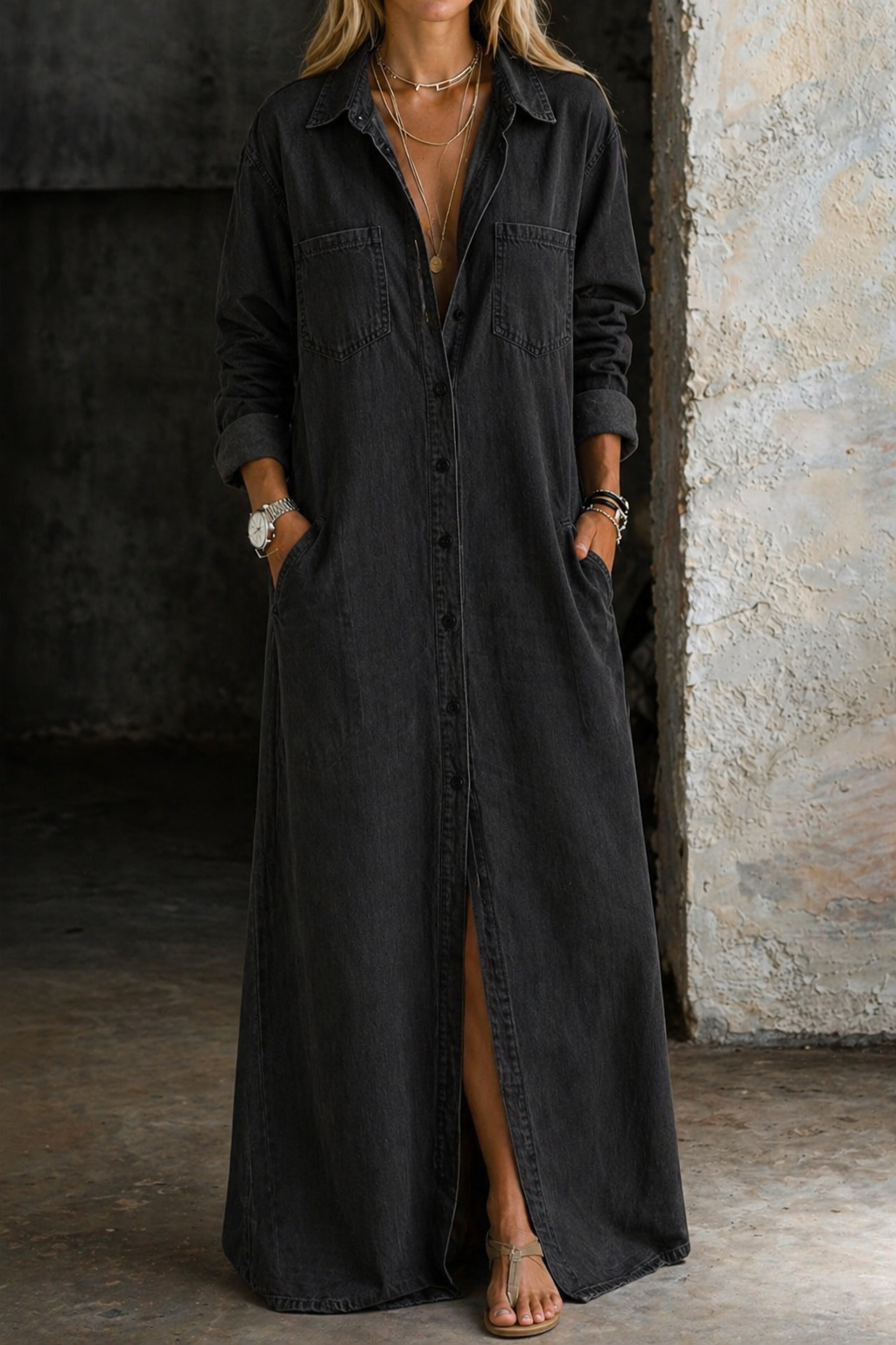 Delana | Denim Button Dress