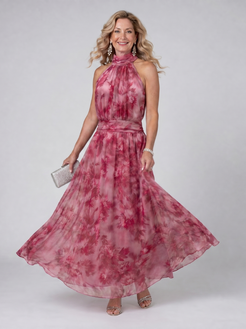 Avien™ Soft Halter Neck Midi Gown