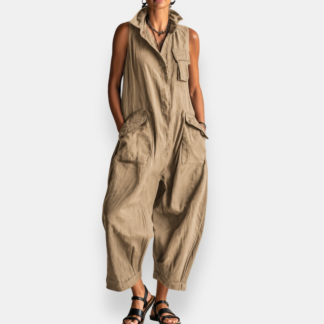 Olivia | Sleeveless Linen Jumpsuit