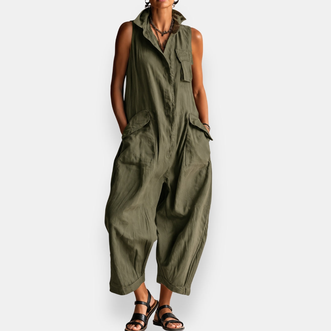Olivia | Sleeveless Linen Jumpsuit