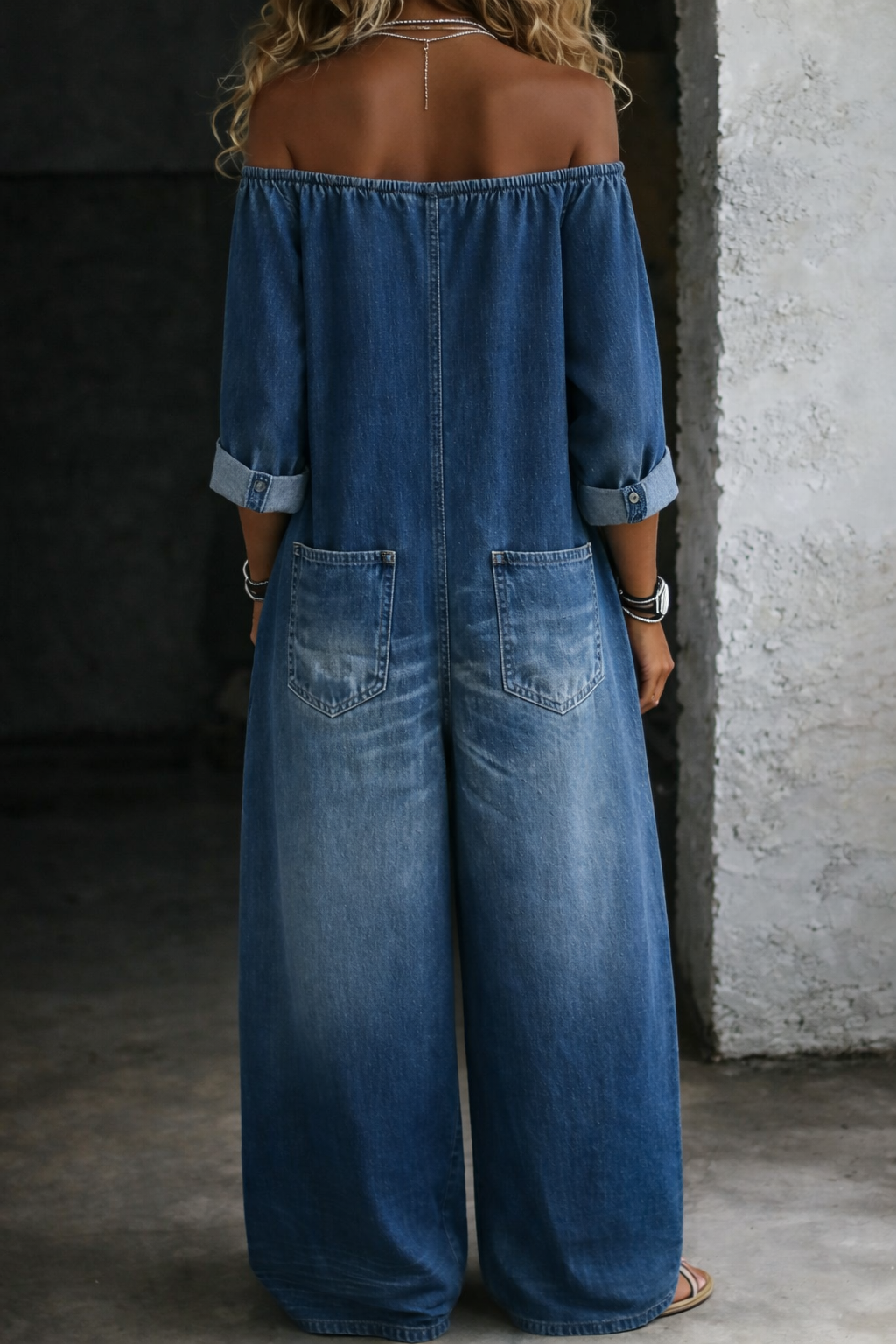 Elena | Off-Shoulder Denim Jumpsuits