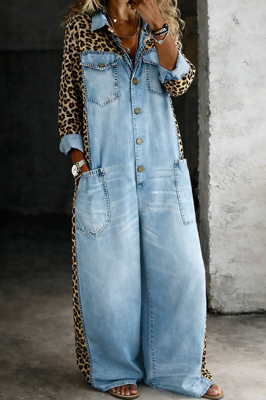 Amanda | Denim Longsleeve Jumpsuit