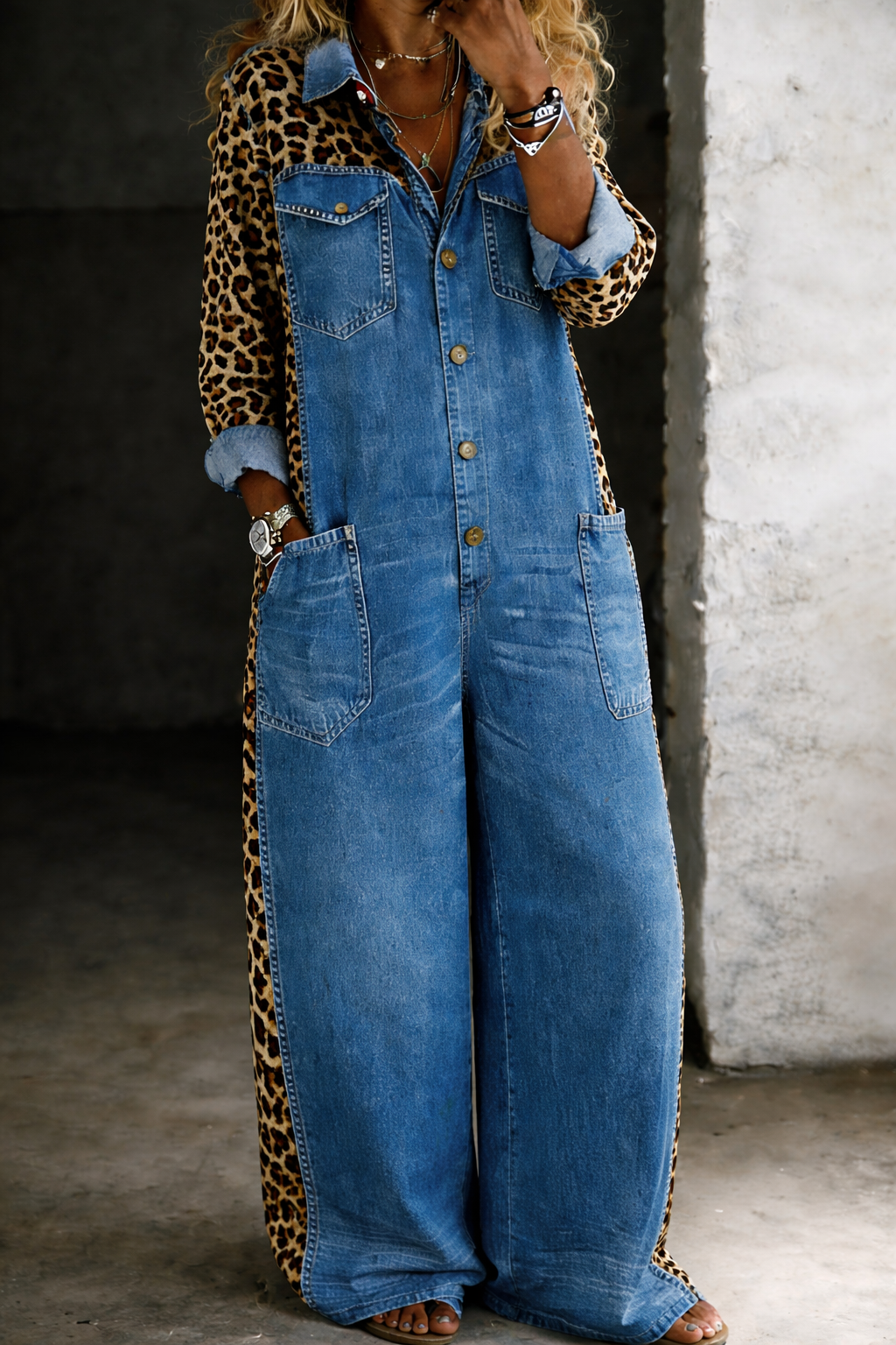 Amanda | Denim Longsleeve Jumpsuit