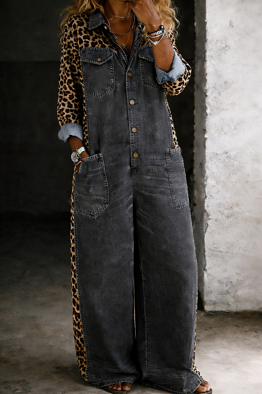 Amanda | Denim Longsleeve Jumpsuit