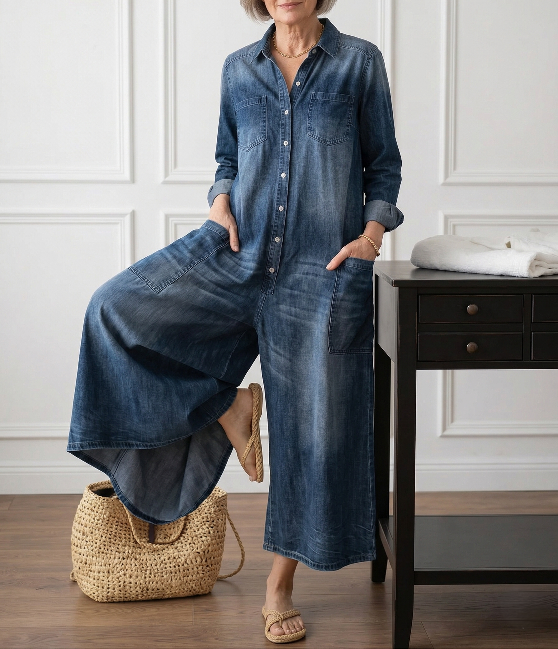Diana | Cotton Denim Jumpsuit