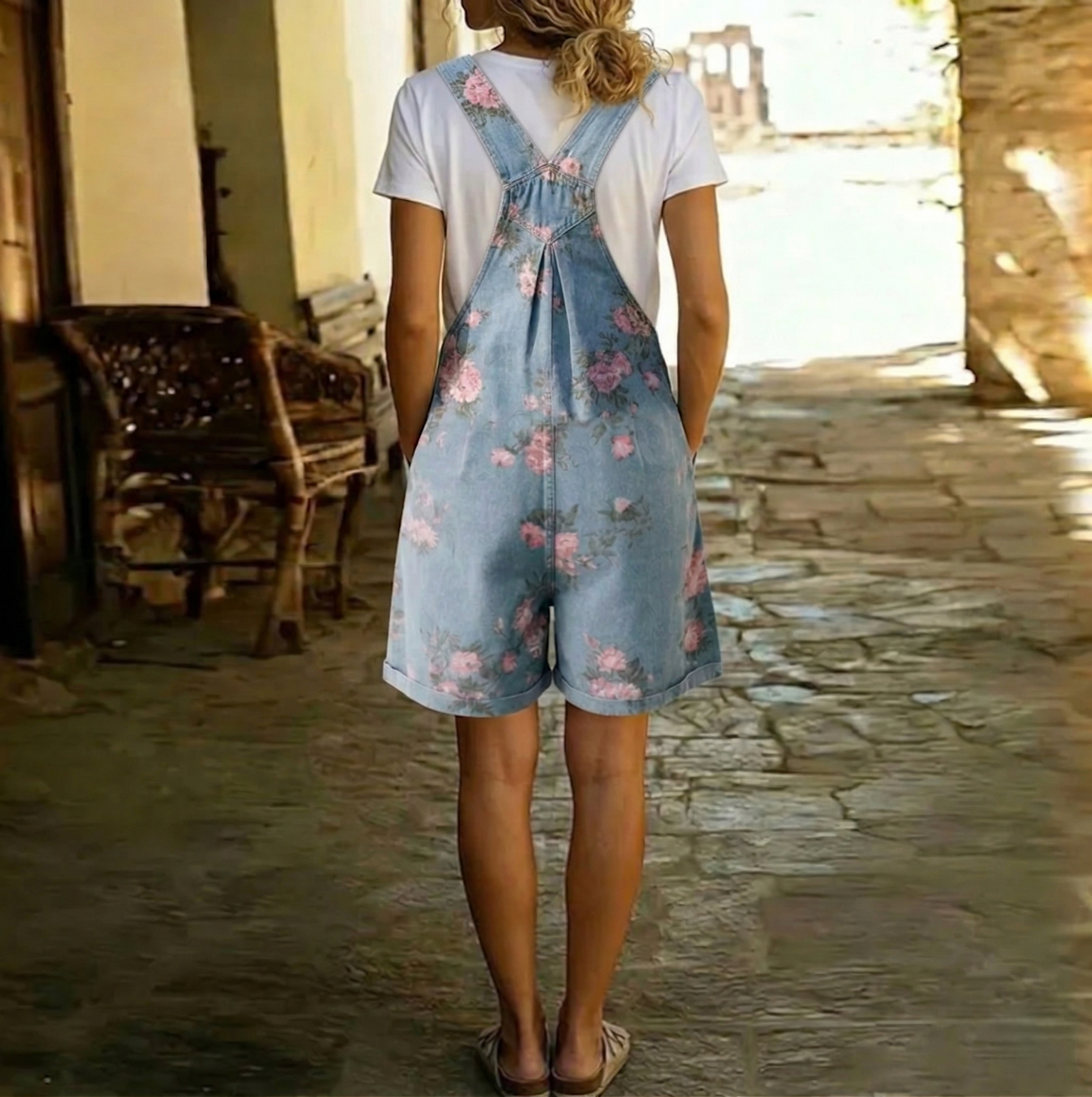 Judy | Denim Floral Overalls