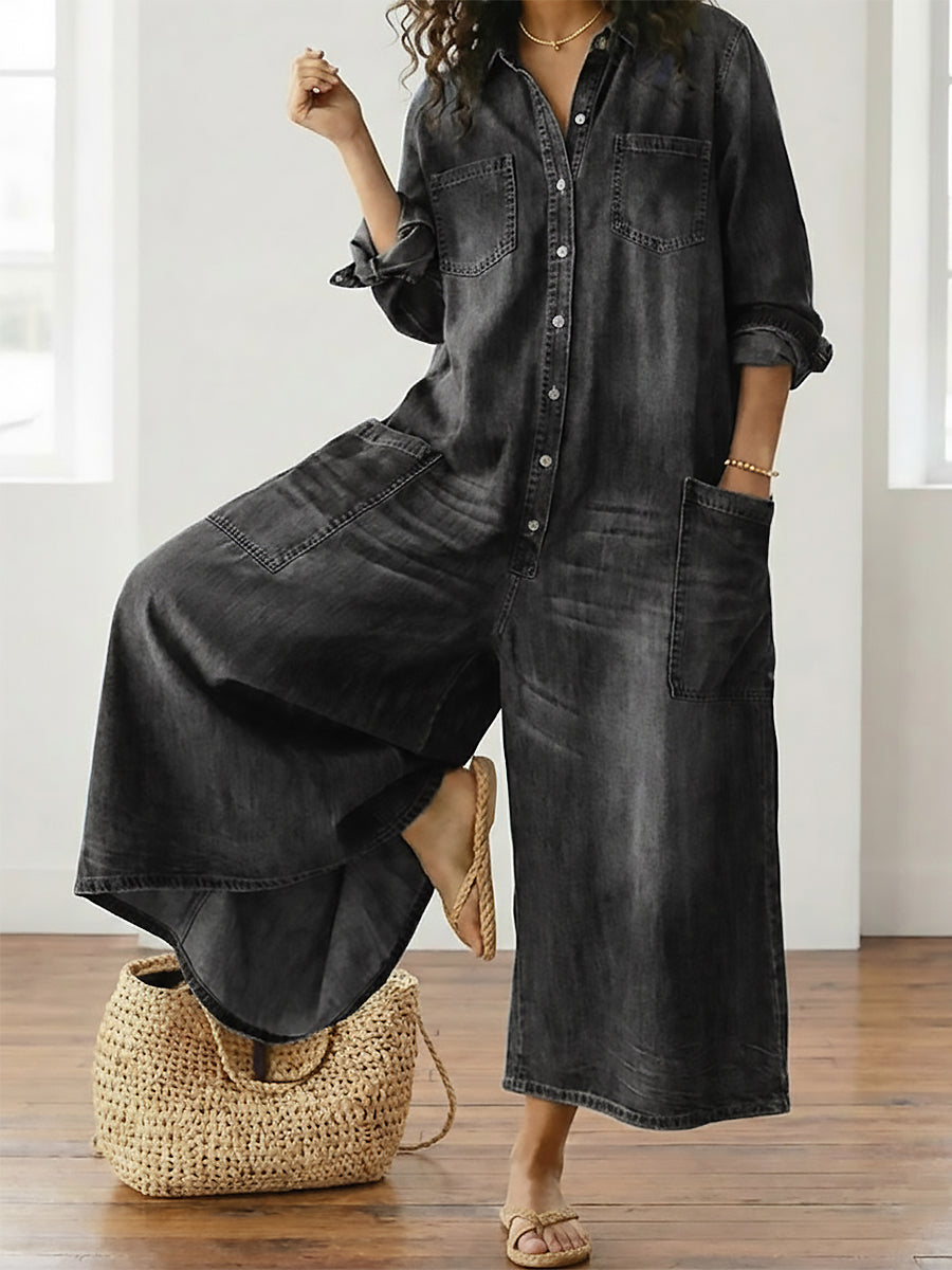 Diana | Cotton Denim Jumpsuit