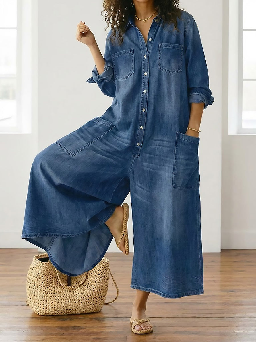 Diana | Cotton Denim Jumpsuit
