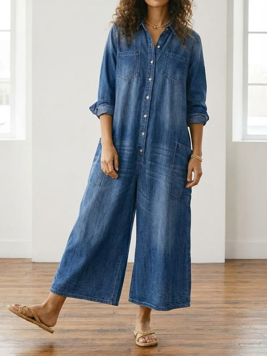 Diana | Cotton Denim Jumpsuit