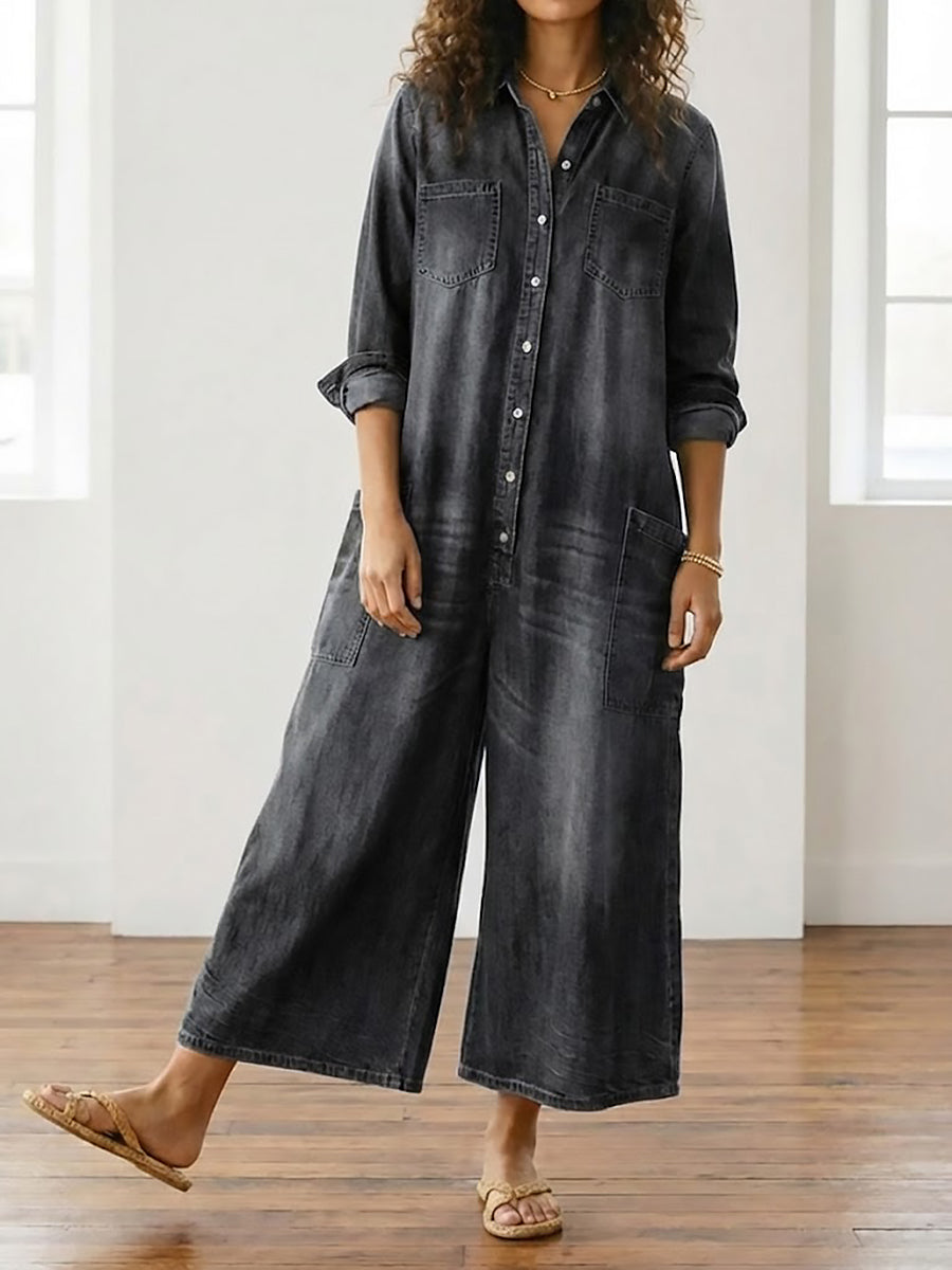 Diana | Cotton Denim Jumpsuit