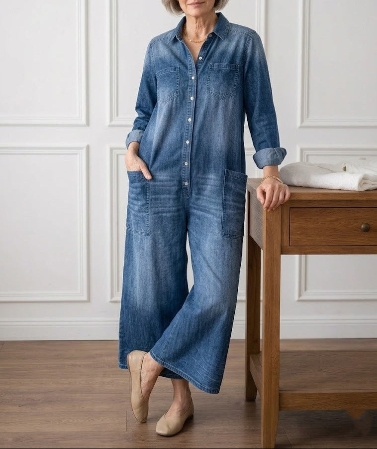 Diana | Cotton Denim Jumpsuit